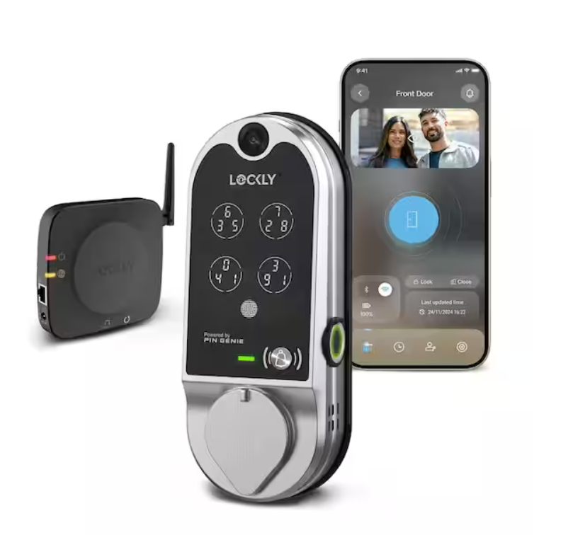 Lockly Vision Satin Nickel Deadbolt with Video Doorbell